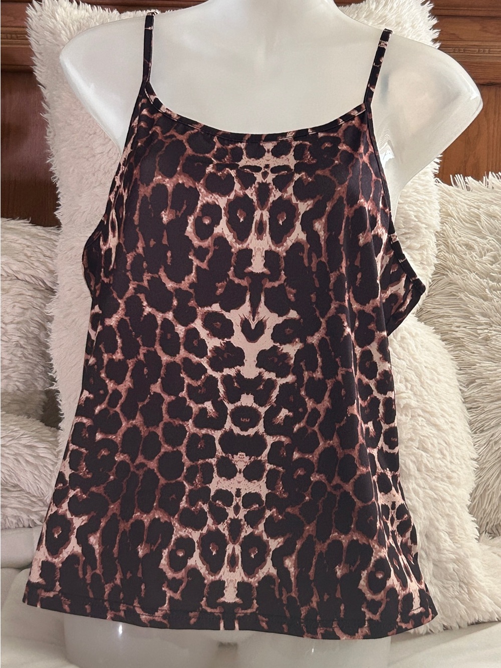 Leopard-Print Cotton Elastane Tank Top - Brown/Black